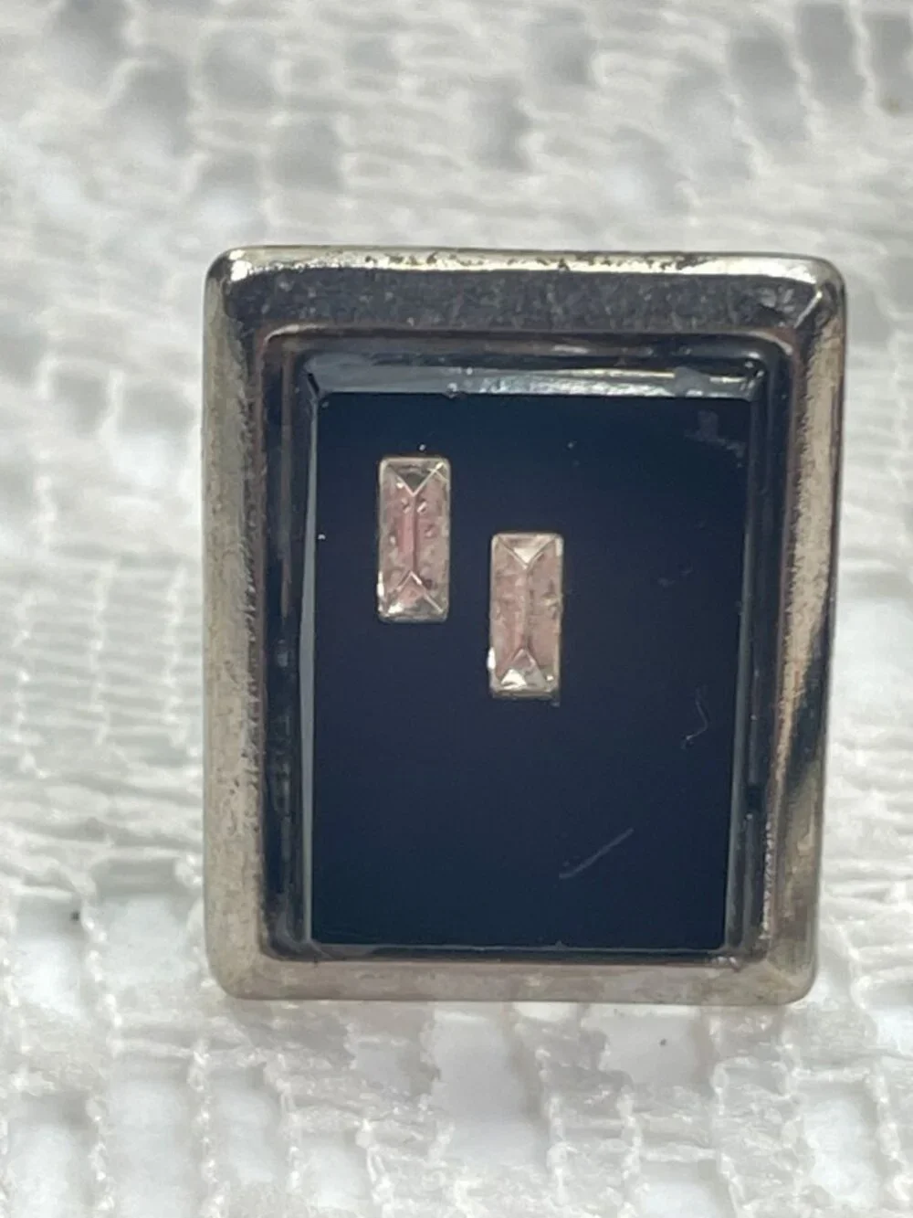 Set of 3 Men's Black Vintage cuff links and Tie clip set.